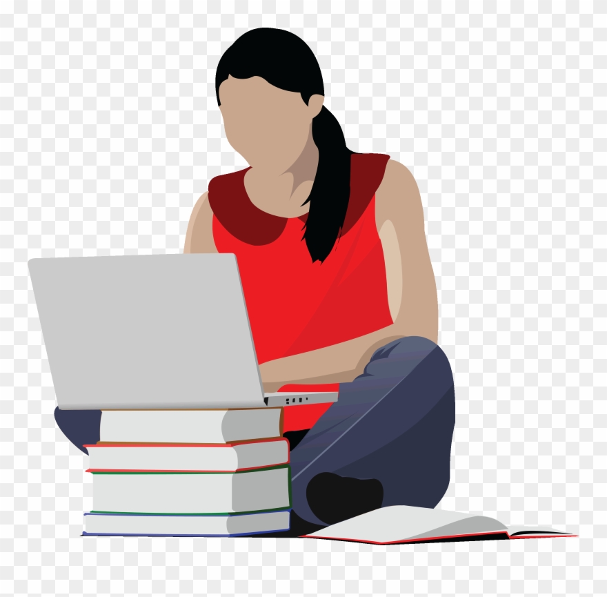 Studying Girl Clip Art - College Student Clipart - Png Download