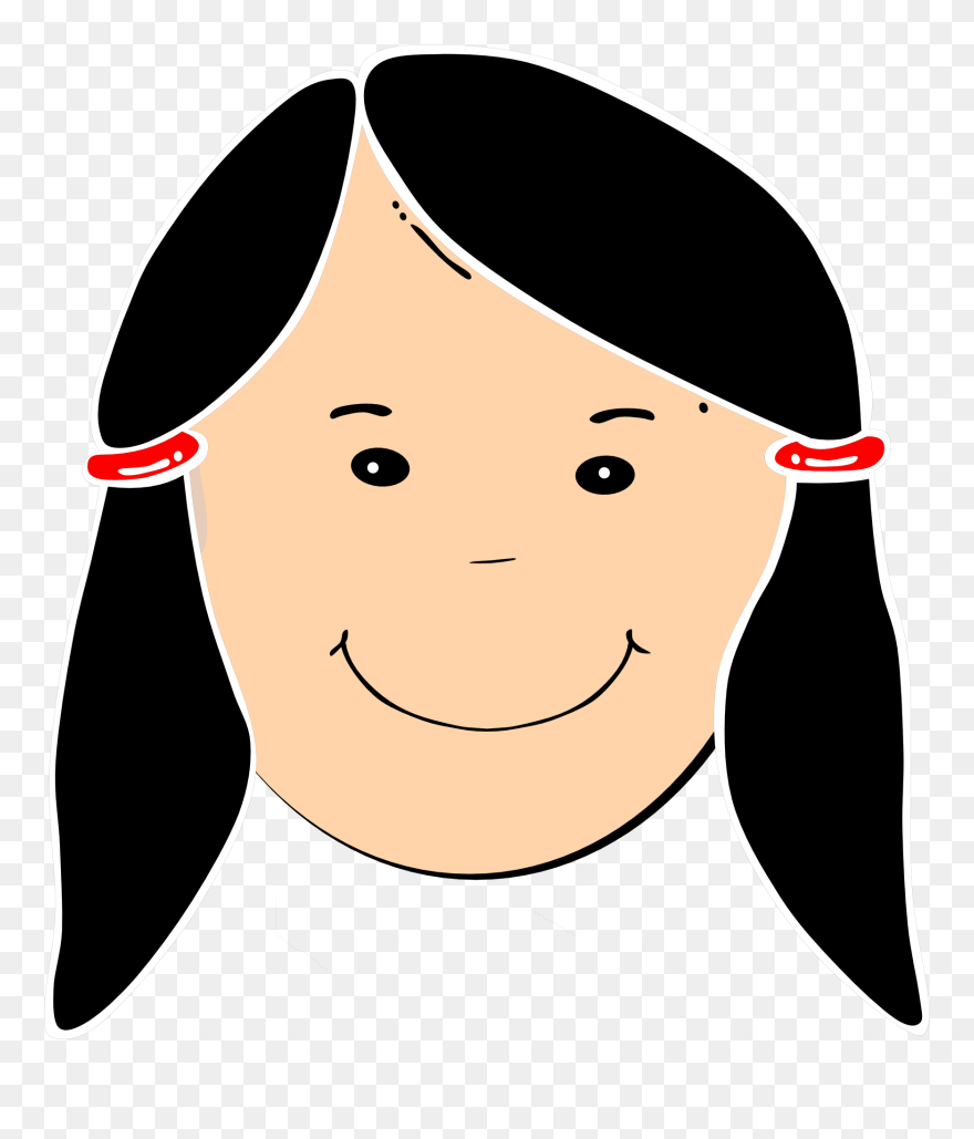 Cartoon Girl Black Hair Clipart