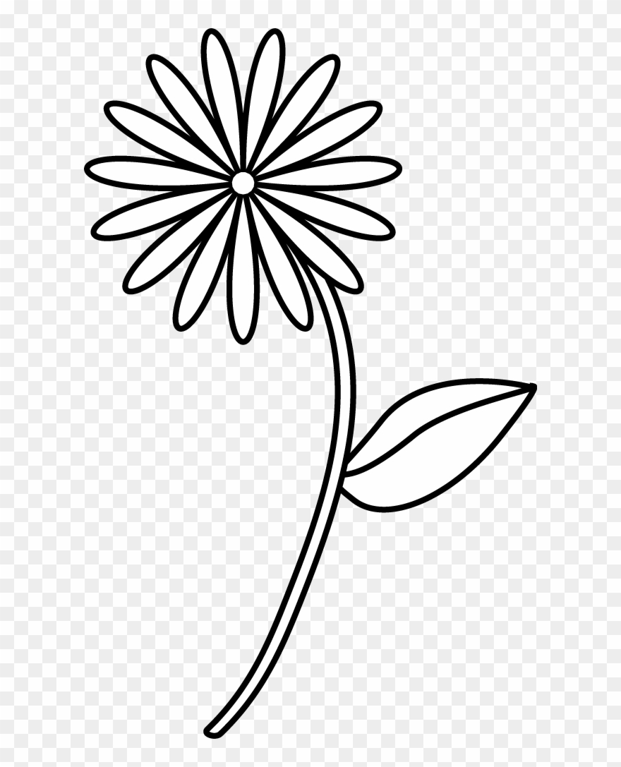 Simple Flower Drawings - Simple Line Drawing Of A Flower Clipart