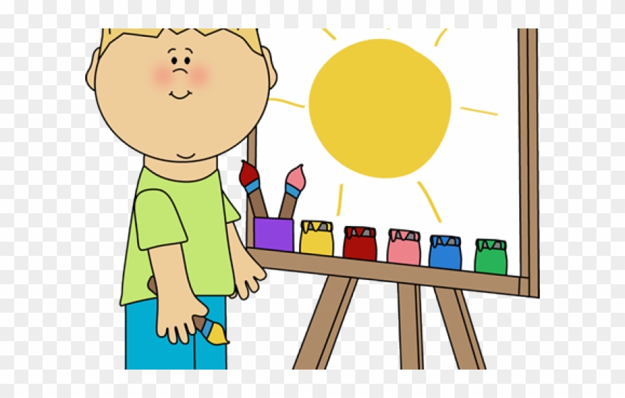 Painting Clipart Clip Art Girl - Girl Painting Party Invitation - Png Download