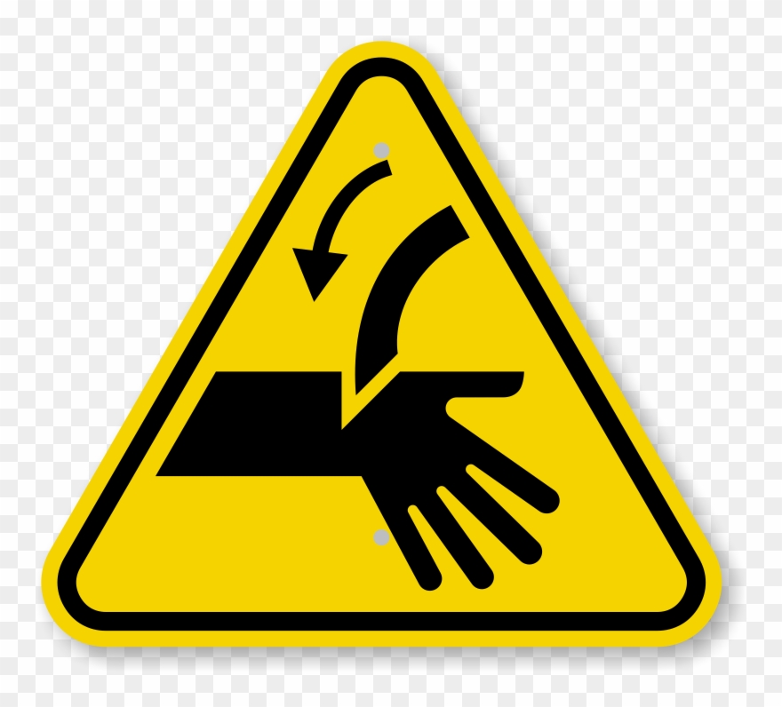 Iso Cutting Of Fingers, Curved Blade Symbol Sign - Cut Finger Warning Clipart