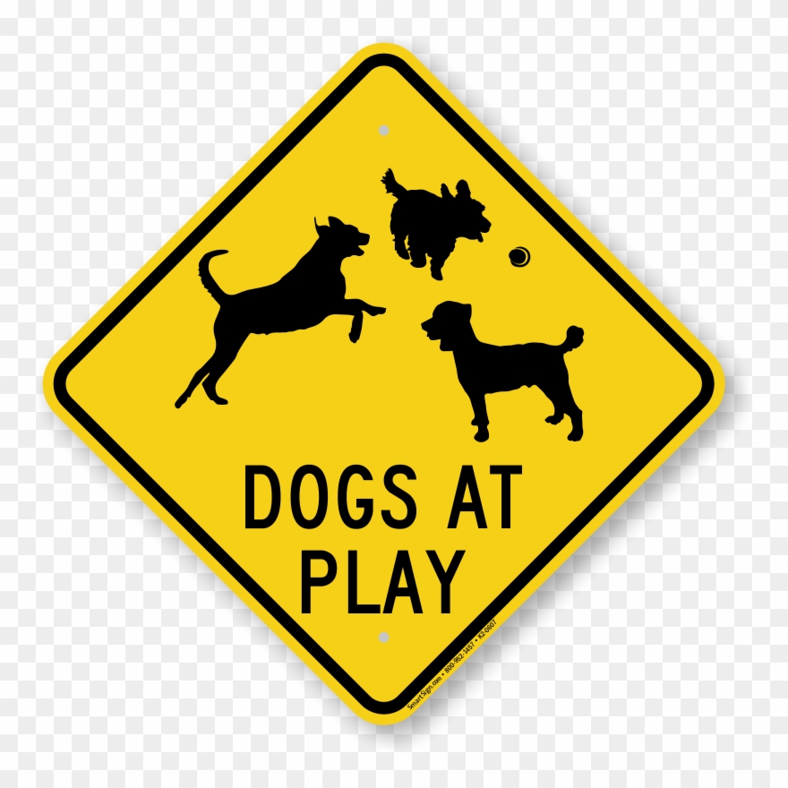 Dogs At Plays Caution Sign - Dead End Clipart