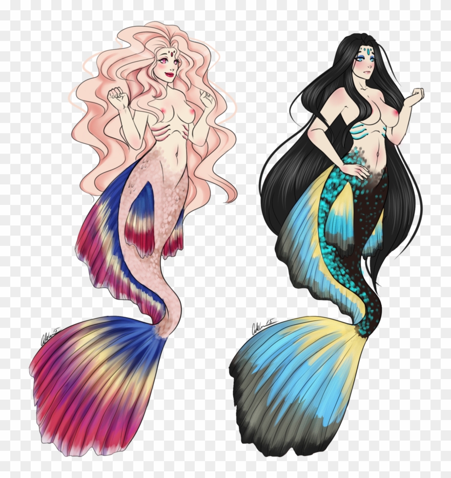 Png Transparent Mermaid Adopt Closed By - Betta Fish Mermaid Drawing Clipart