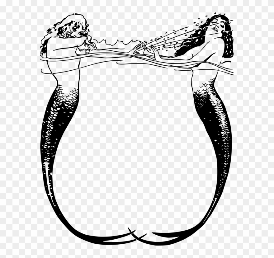 Mermaid Drawing Animal Silhouettes Black And White - Free Mermaid Clipart Black And White - Png Download