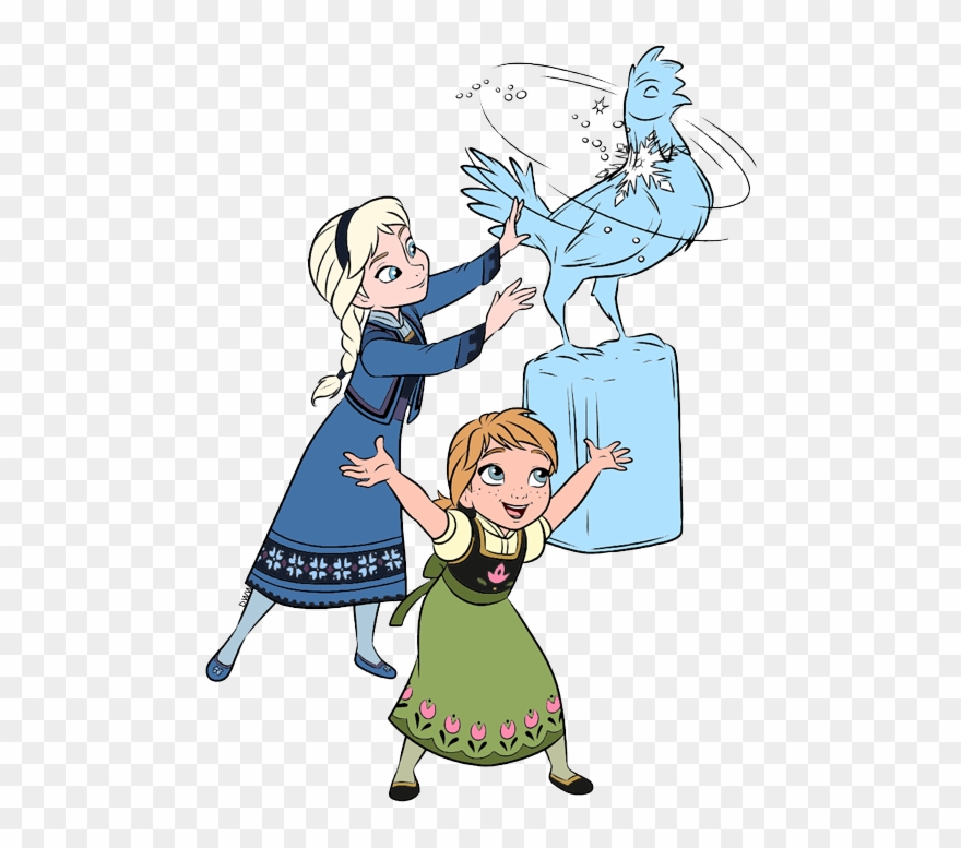 Young Anna, Elsa Magic Ice Scuplture - Frozen Clipart