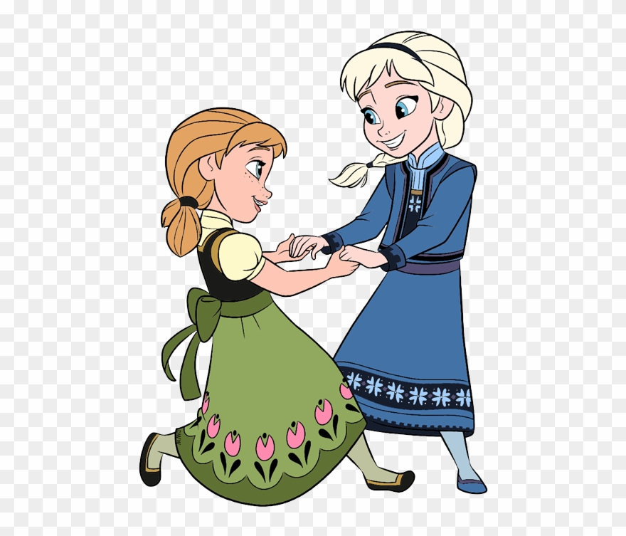 Young Anna, Elsa Dancing - Frozen Clipart