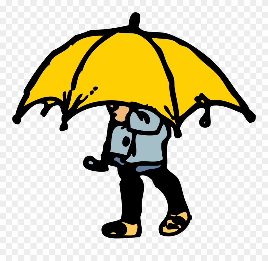 Little Boy Big Umbrella - Clipart Boy With Umbrella - Png Download