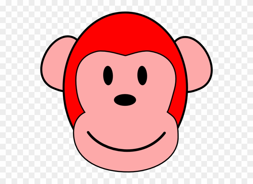 Red Clip Art At - Girl Monkey Face Cartoon - Png Download