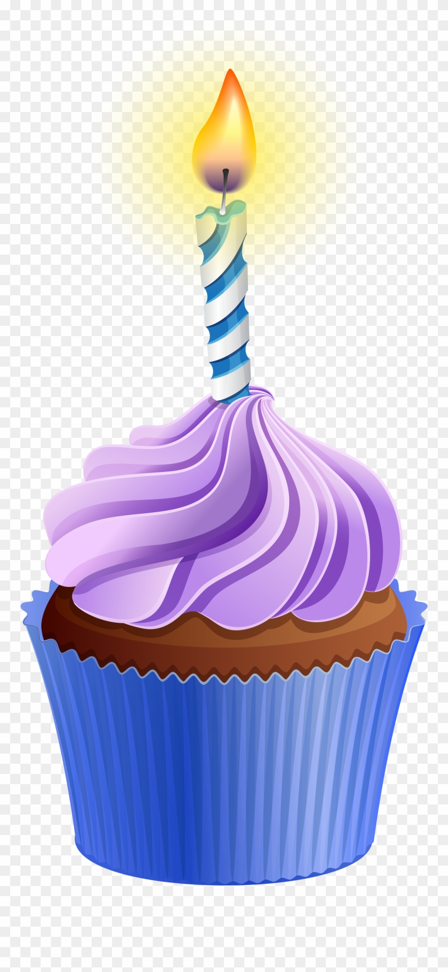 Cupcake With Candle Clipart - Png Download
