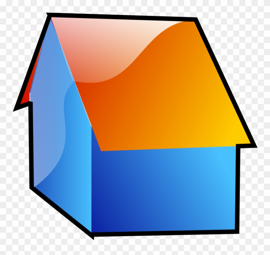 100 - Casa Azul Y Naranja Clipart