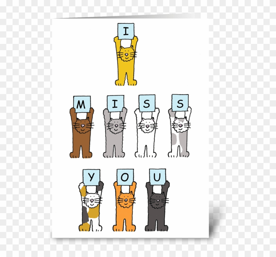 I Miss You Cats Greeting Card - Thank You From The Cats For Pet Sitter. Card Clipart