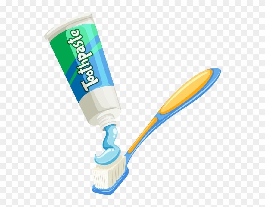挤牙膏牙刷卡通 - Tooth Paste On Brush Clipart - Png Download