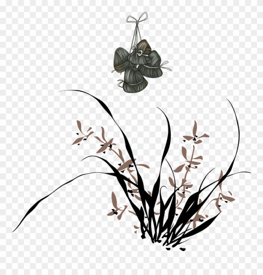 Hand Painted Flowers And Scorpions Hd Png - Watercolor Black And White Grass Clipart Transparent Png
