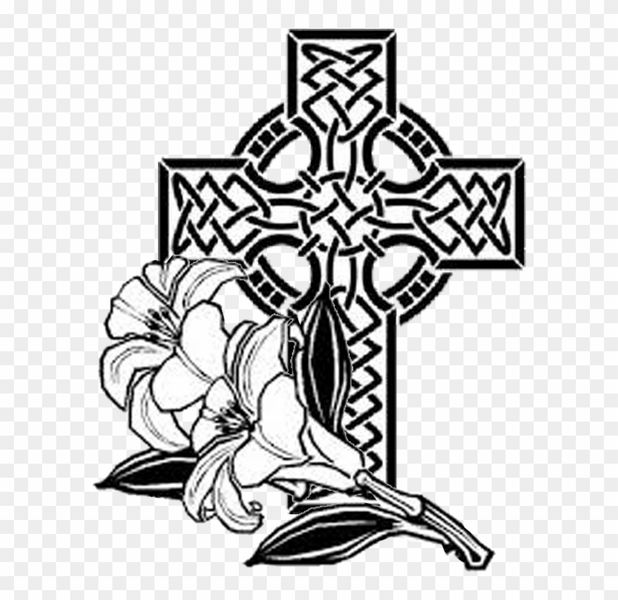 Easter Sunday April - Cross And Hearts Coloring Sheets Clipart
