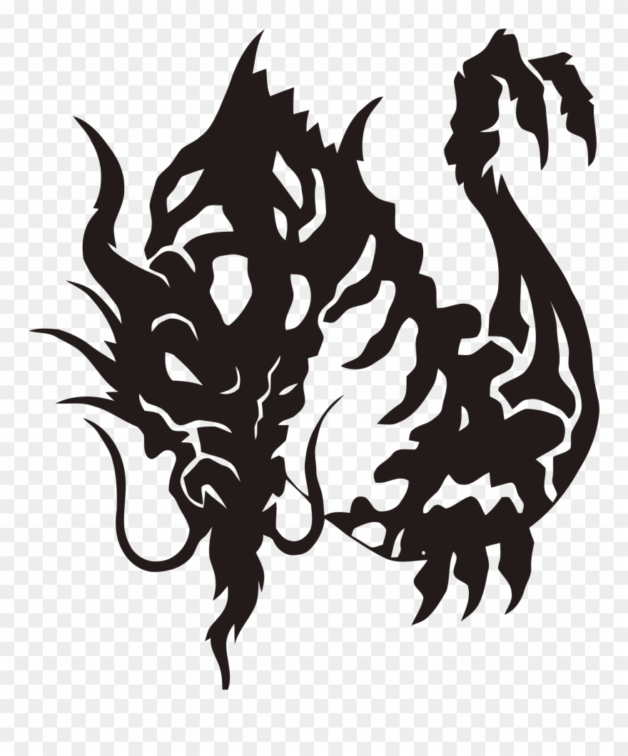 Clipart Tribal Dragon - Tattoo Dragon Tribal Fille - Png Download