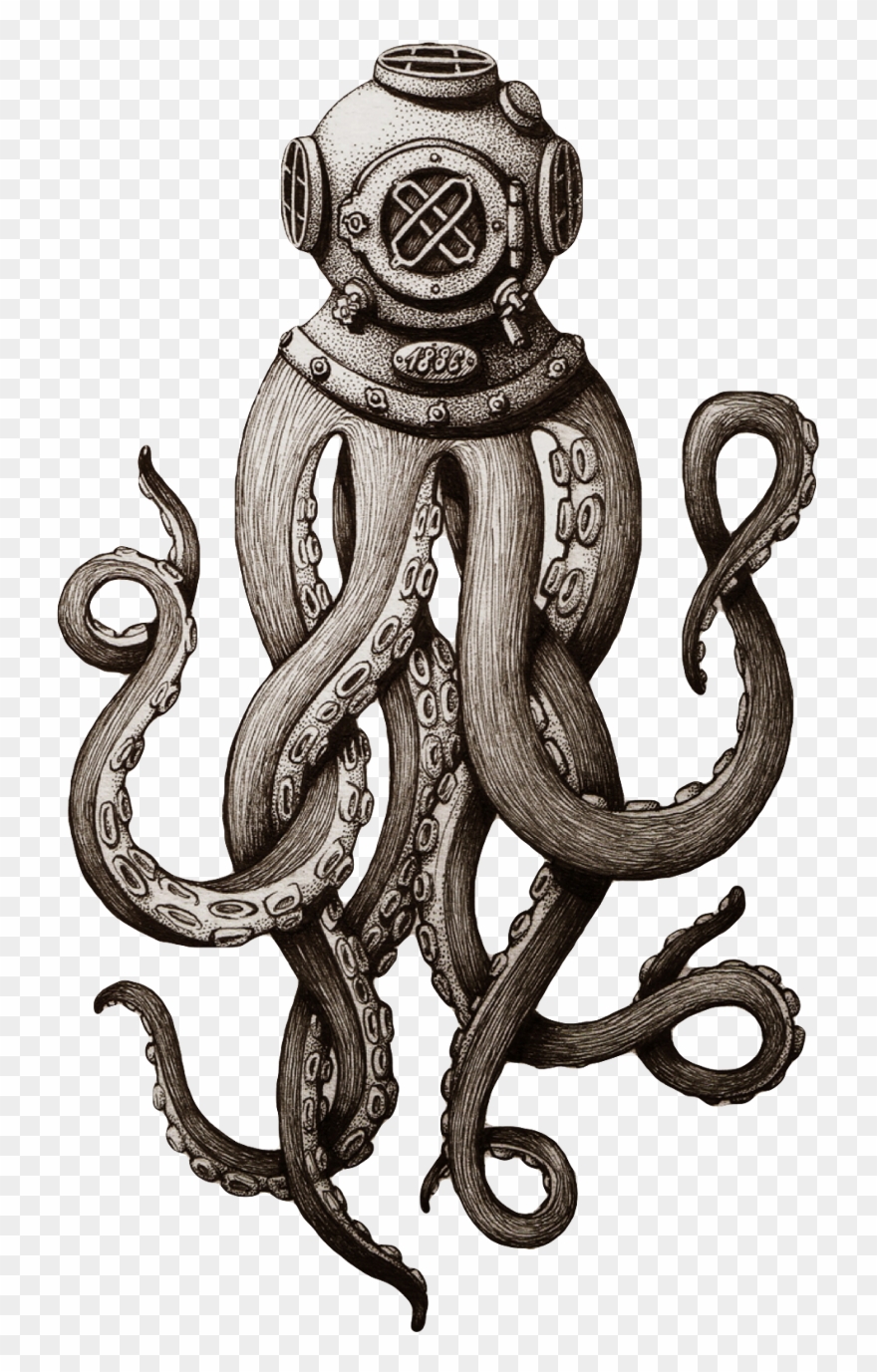 Octopus With Diving Helmet Clipart (1103477) PinClipart