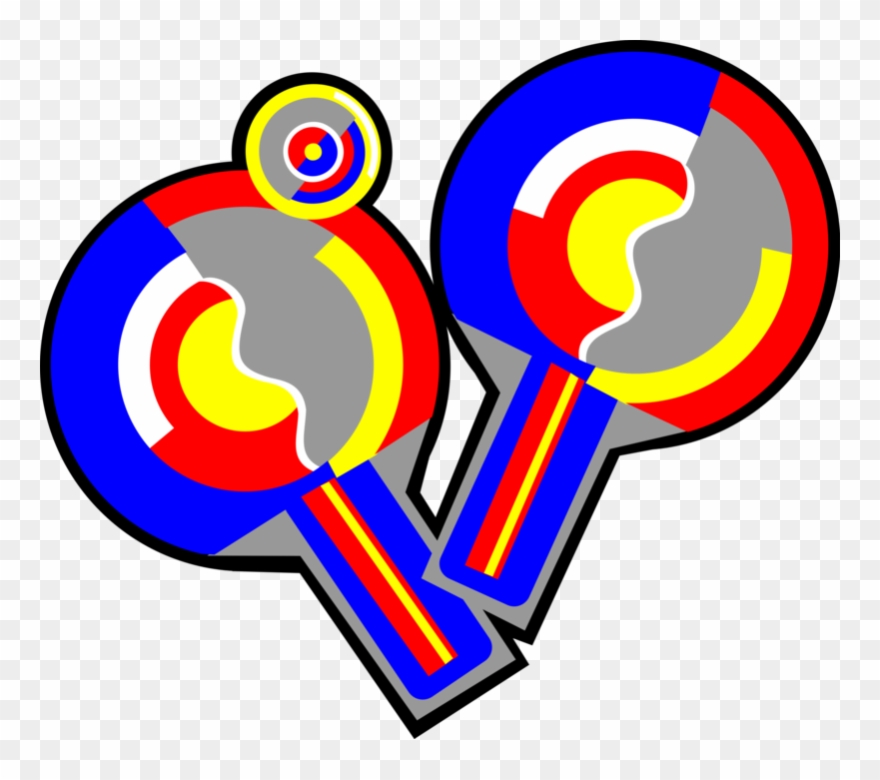 Vector Illustration Of Ping Pong Table Tennis Rackets - Circle Clipart