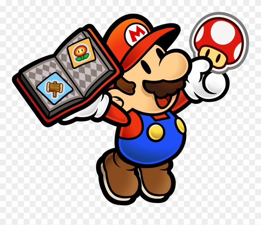 Mario Holding A Book Of Stickers And A Mushroom - Nintendo Selects: Super Paper Mario (nintendo Wii) Clipart