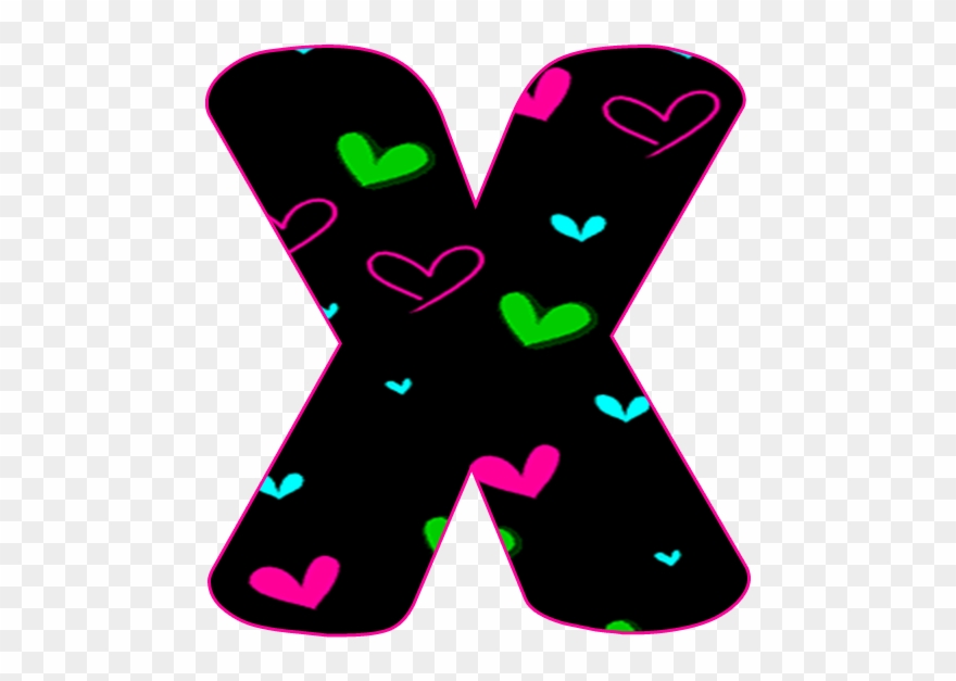 Abecedario Negro Con Corazones Neón - Corazones Neon Negro Clipart