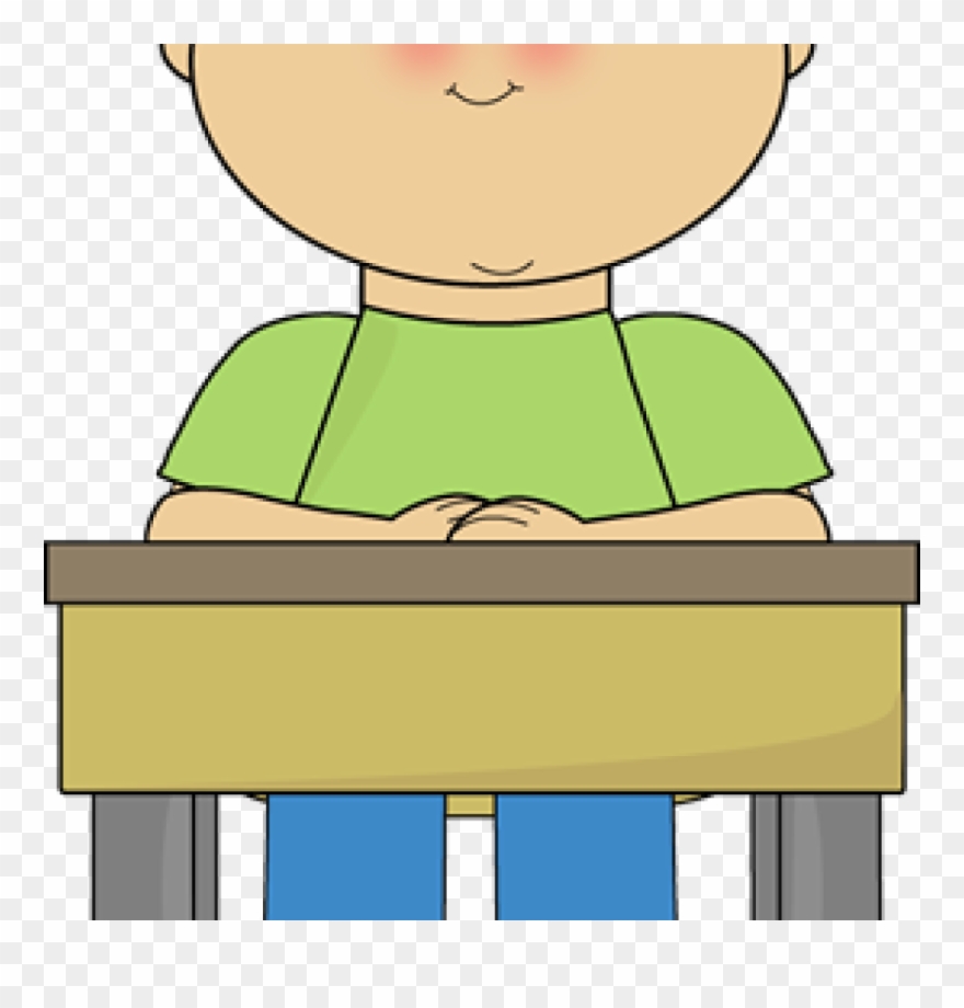 Student Working At Desk Clipart Student Sitting At - Child Sitting In Desk Clipart - Png Download