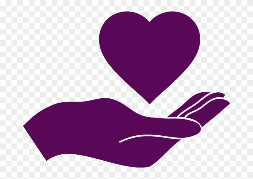 Deep Purple Icon Of Hand With Heart Above It - Hand Holding Heart Clipart - Png Download