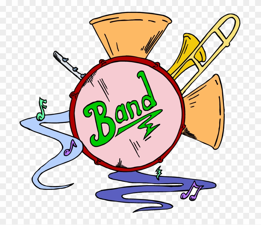 Clip Art Of Band Instruments And The Word Band - School Band - Png Download