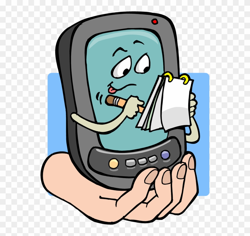 Mobile Device Writing Cartoon - Mobile Device Cartoon Clipart