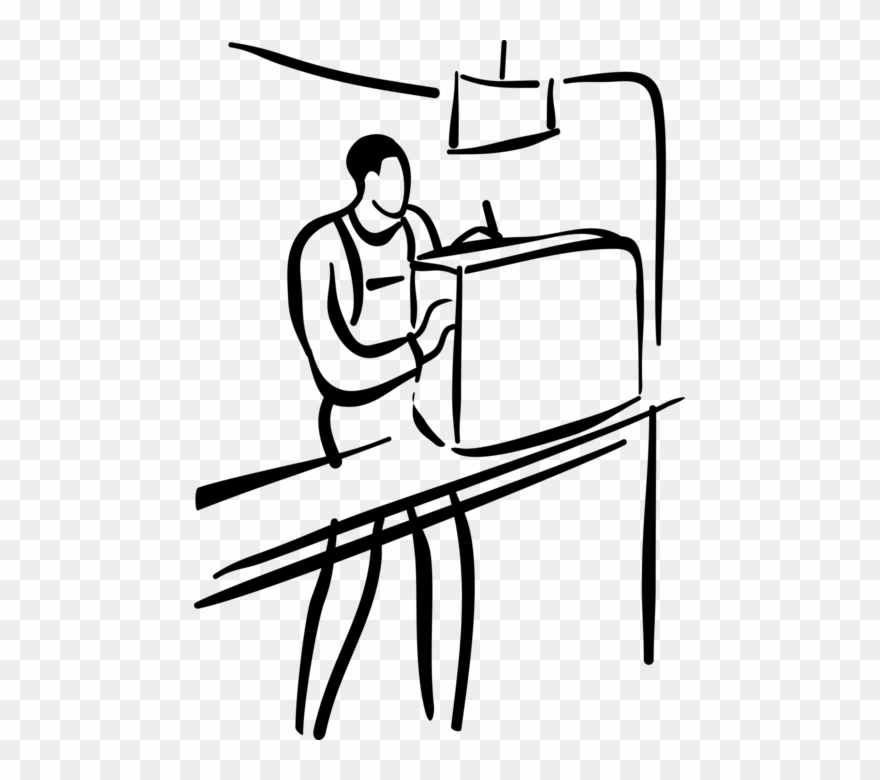 Vector Illustration Of Manufacturing Industry Assembly - Assembly Line Drawing Clipart