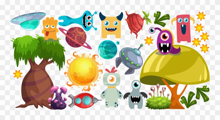 Sticker Le Monde Extraterrestre Ambiance Sticker Col - Cartoon Clipart