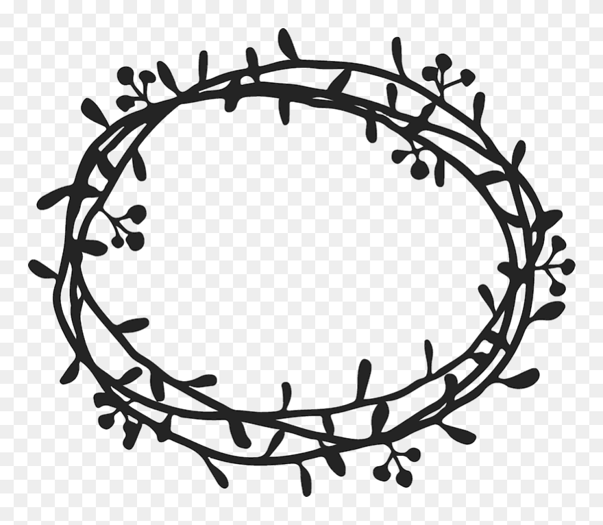 Wreath With Leaves Rubber Stamp - Rubber Stamping Clipart