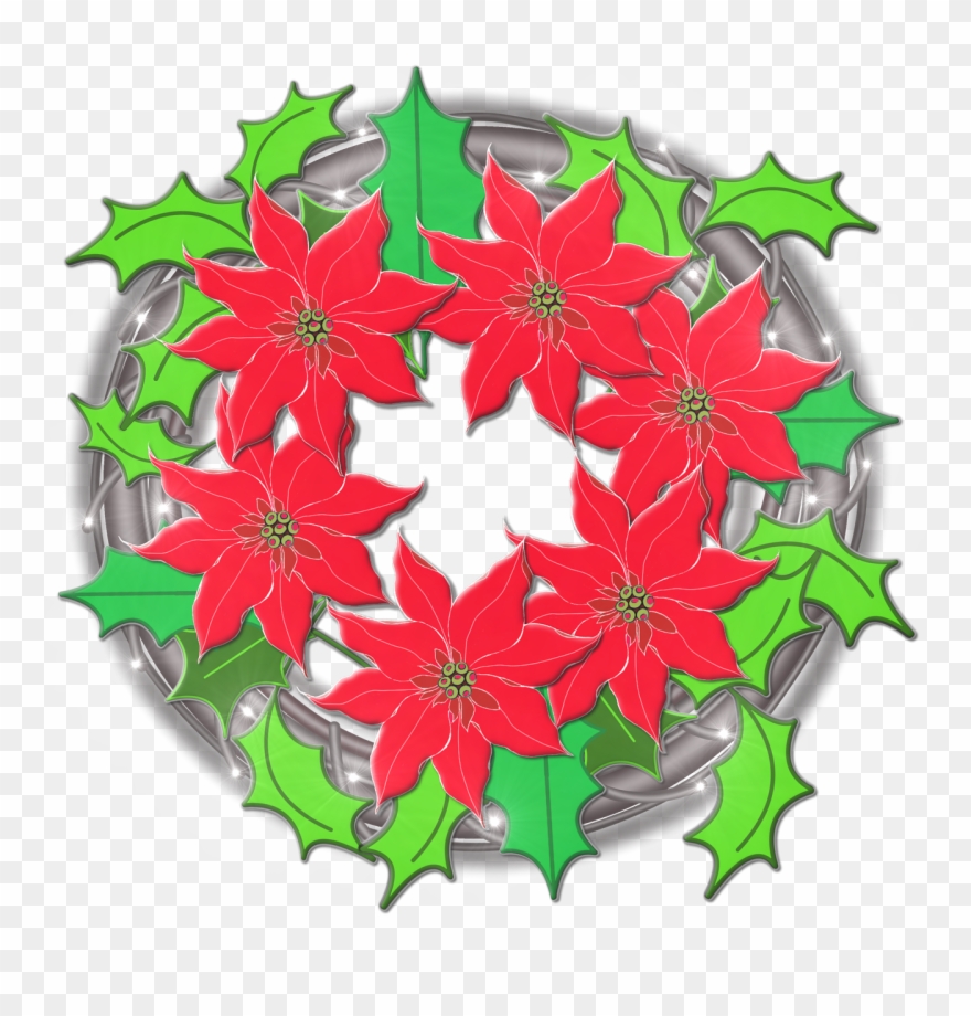 Christmas Decoration Wreath Poinsettia - ของ ตกแต่ง Christmas Png Clipart