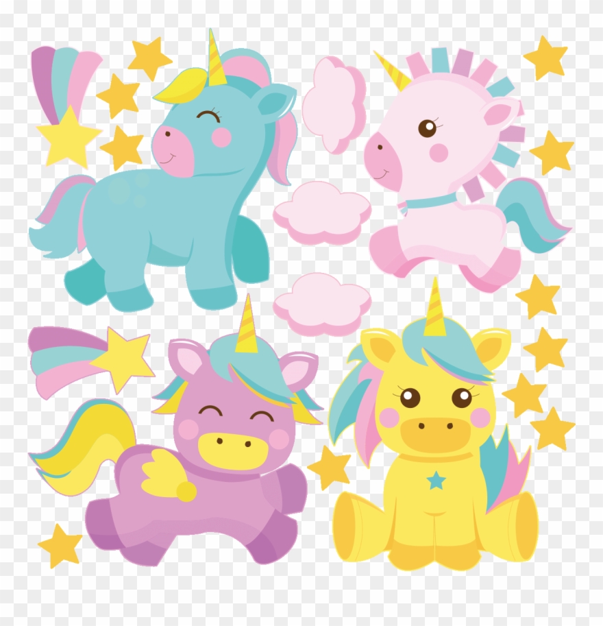 Sticker Les Licornes Bebes Ambiance Sticker Col Sand - Tiernos Dibujos De Unicornios Clipart