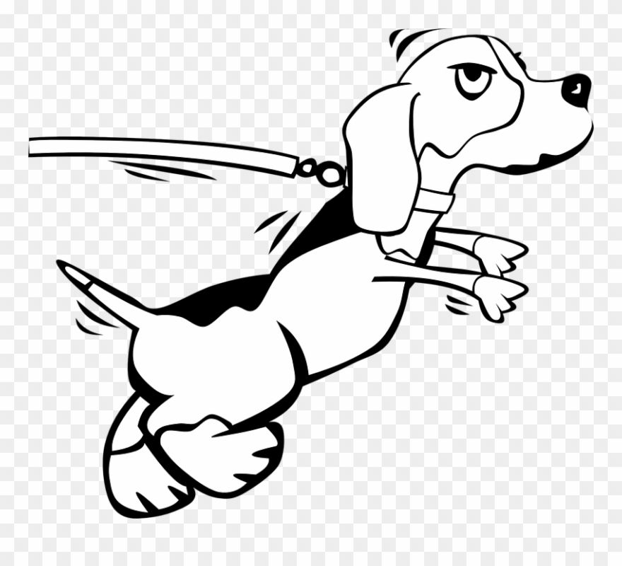 Pet Leash - Dog On Leash Drawing Clipart