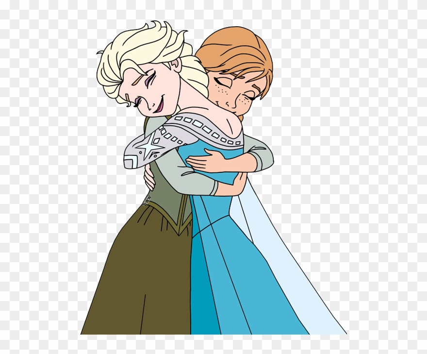 Elsa Hugging - Disney Anna Elsa Hugs Clipart