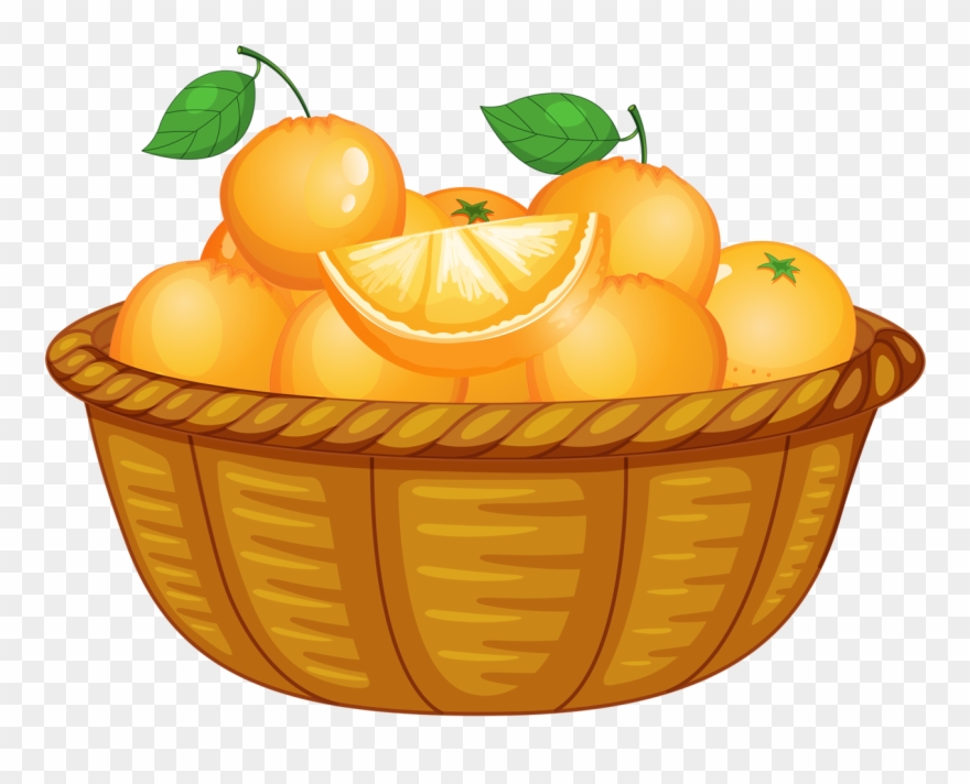 Comida, Frutas Bebidas Etc - Orange In Basket Vector Clipart