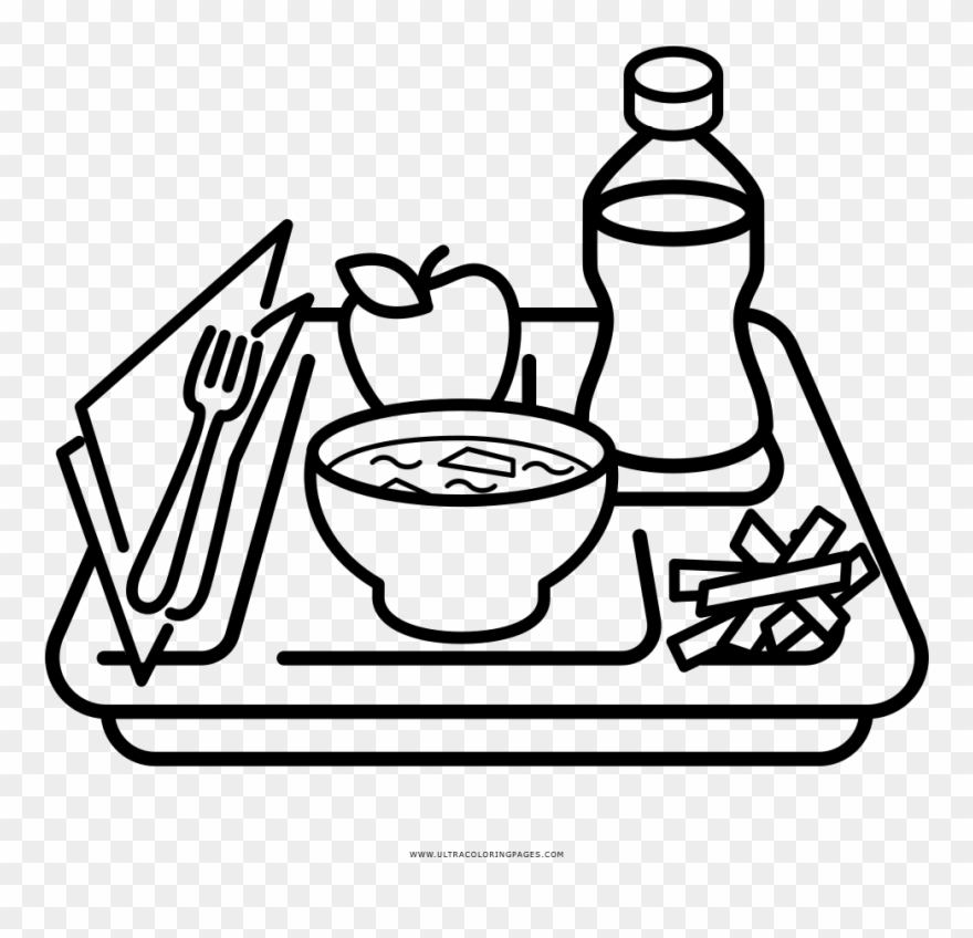 Coloring Pages Of Food - Drawing Of Meal Tray Clipart