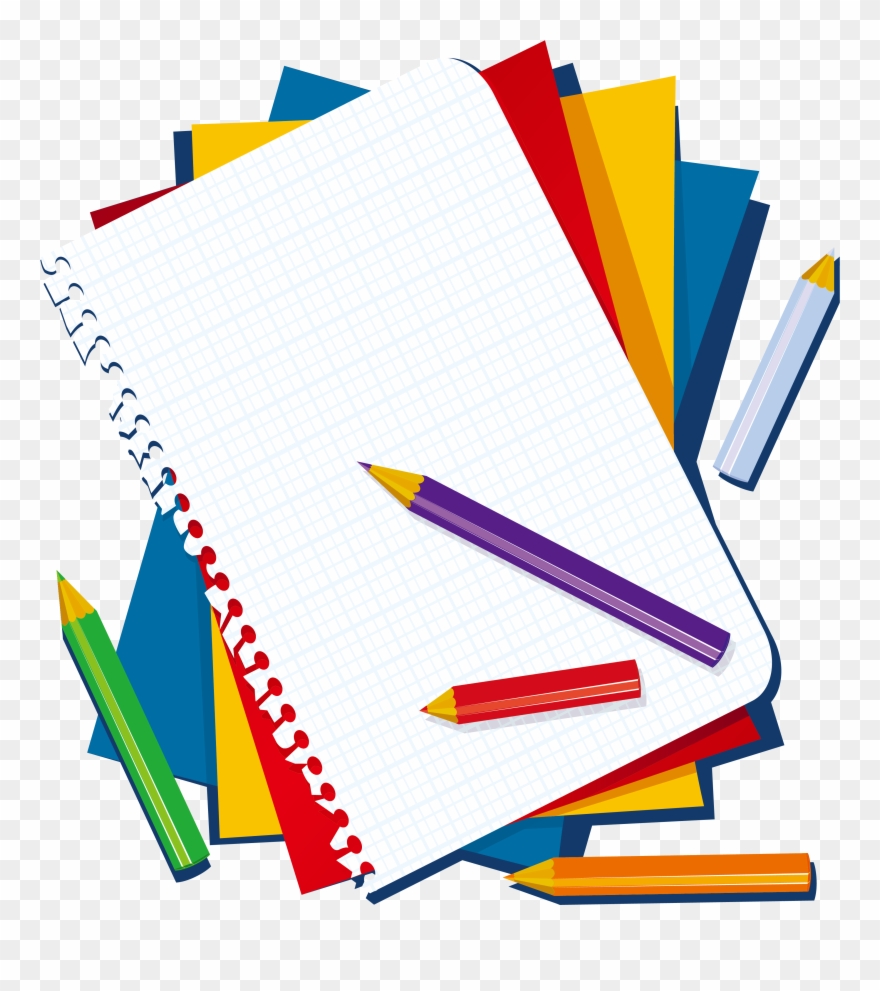Colored Pencil Book Clip Art - Notebook Paper And Pencil Clipart - Png Download