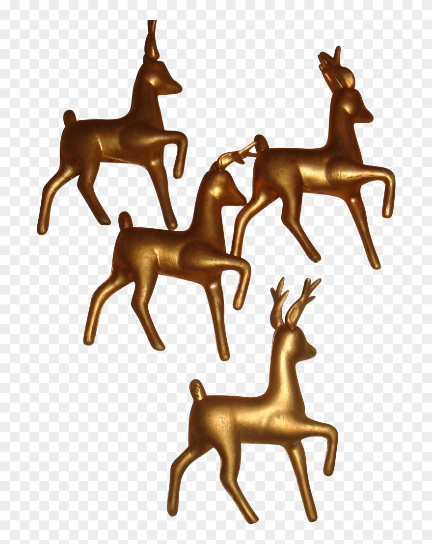 Vintage Hong Kong Hollow Gold Plastic - Reindeer Clipart