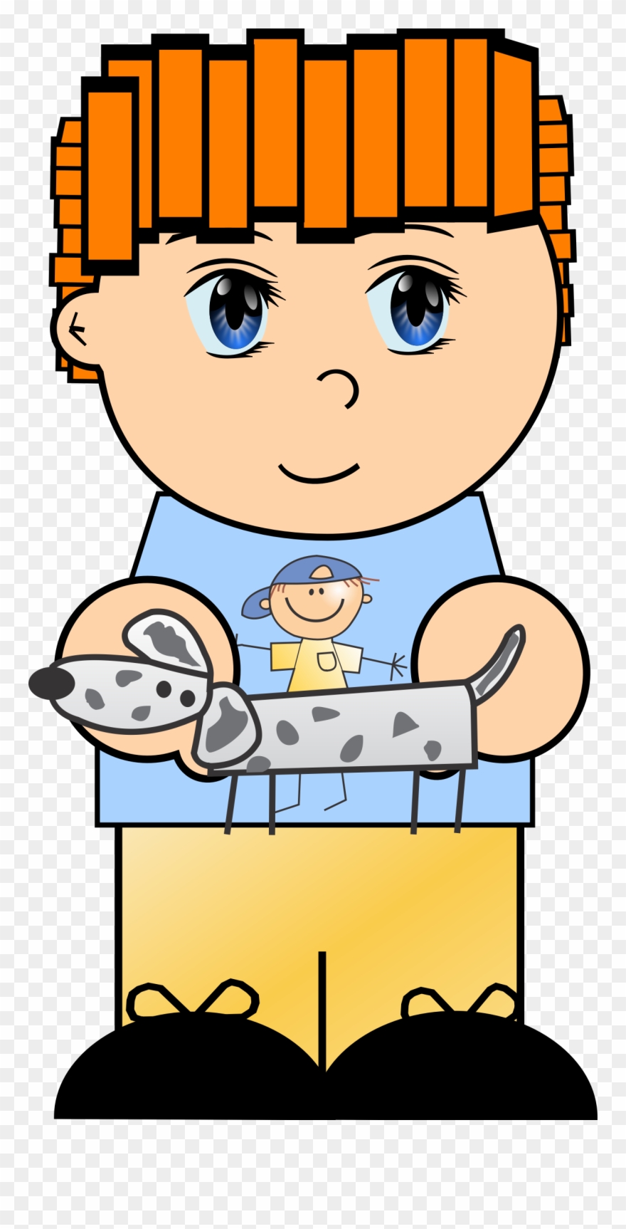 Cartoon Boy With Big Image Png - Dog In Wagon Charms Clipart