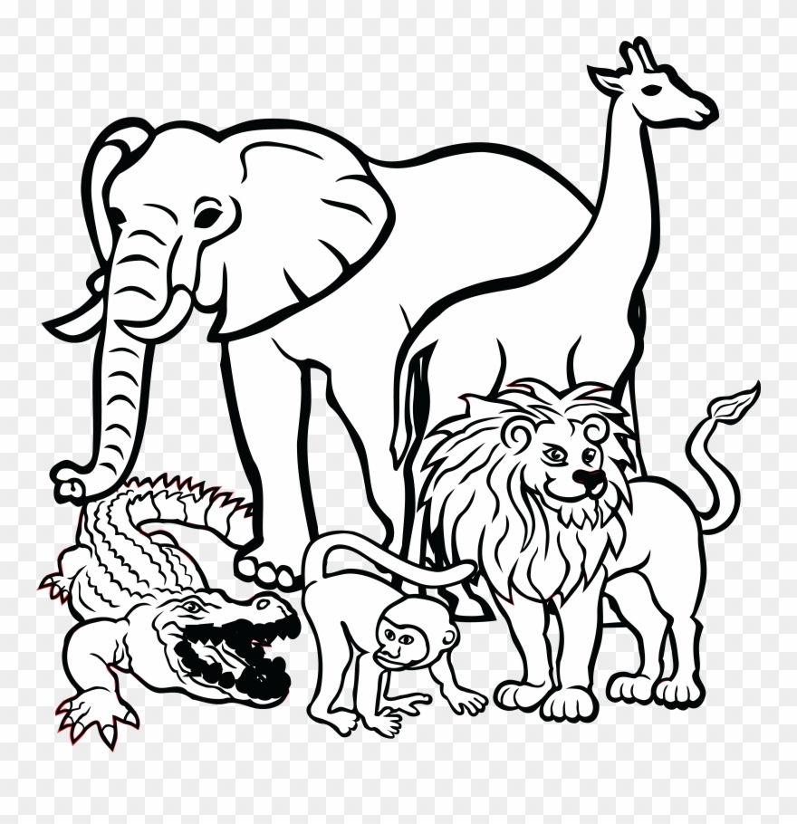 Free Clipart Of African Animals - Animals Clipart Black And White - Png Download