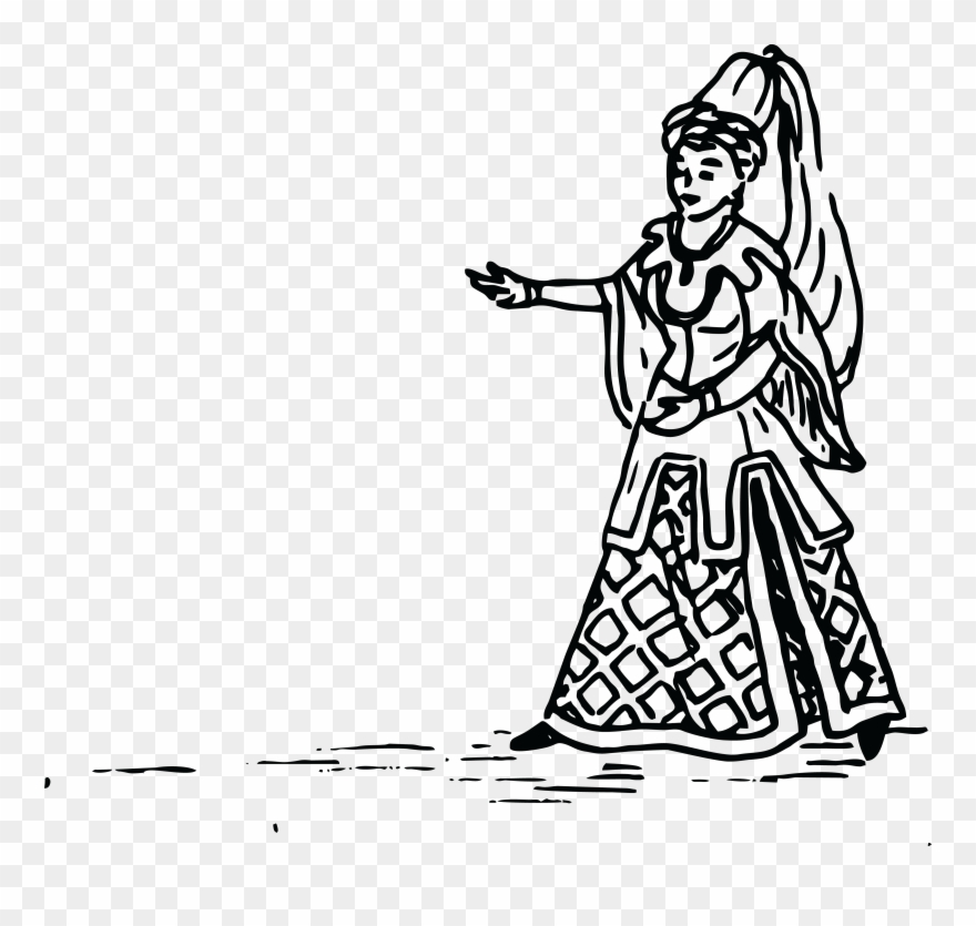 Free Clipart Of A Vintage Princess - Drawing - Png Download