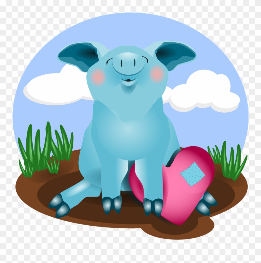 Pig Animal Love - Blue Pig Jumbo Tote Bag, Adult Unisex, Natural Clipart