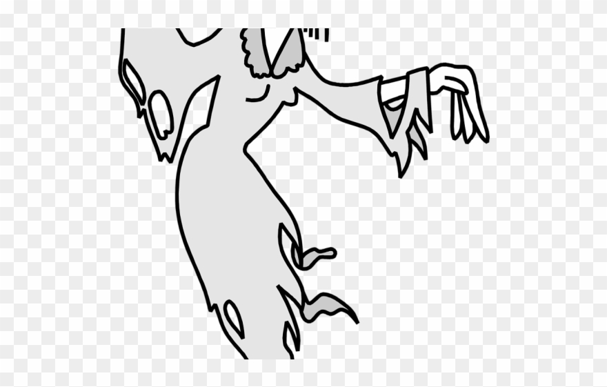 Spooky Clipart Girl Ghost - Scary Ghost Drawing - Png Download