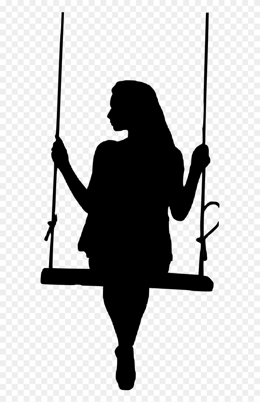 Vektorinė Grafika - Girl On Swing Silhouette Clipart