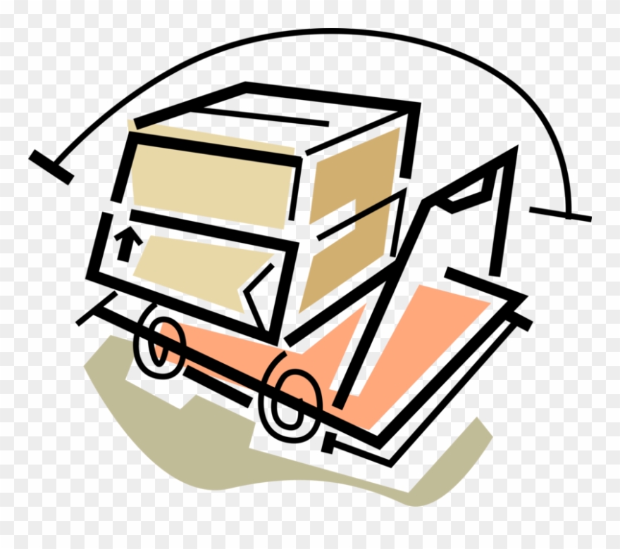 Vector Illustration Of Warehouse Boxes On Handcart Clipart