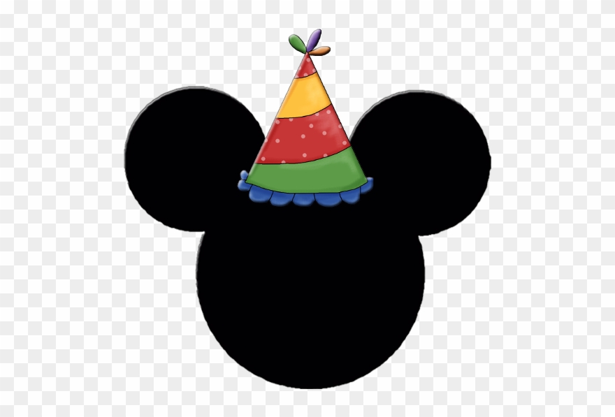 Mickey And Minnie Heads With Party Hats - Mickey Mouse Head Birthday Clipart