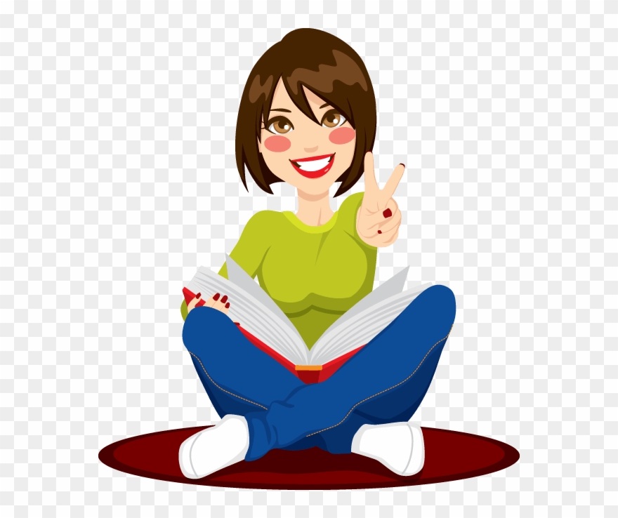 Clipart Girl Study - Jovenes Leyendo Libros Animados - Png Download
