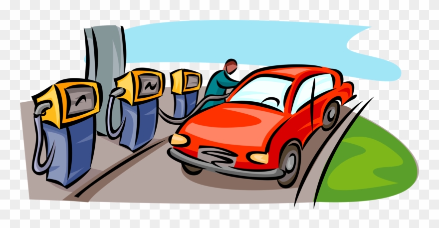 Vector Illustration Of Service Station Gasoline Petrol - Car Clipart