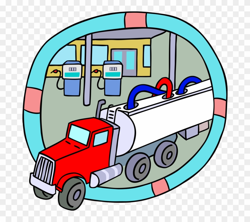 Vector Illustration Of Petroleum Gasoline Fuel Tanker - Ancillary Equipment Examples Clipart