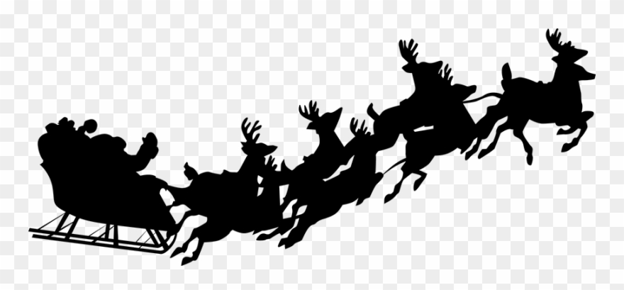 Santa Sleigh Silhouette Png Download - Silhouette Of Santa Sleigh Transparent Clipart